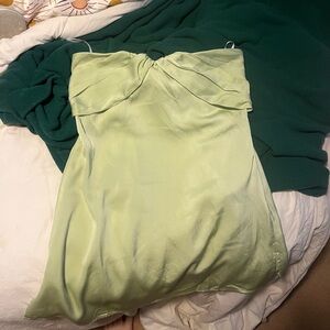 Green strapless mini dress